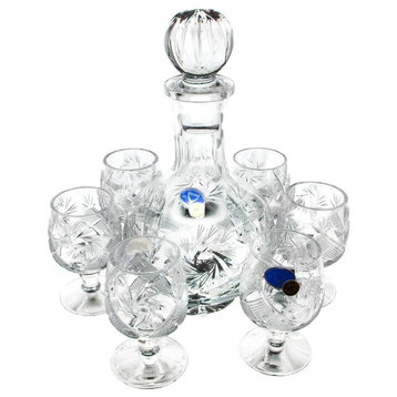 Combination Russian CUT Crystal 12Oz Carafe/decanter & 6 Crystal Shot Glasses