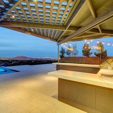 Custom Outdoor Living Design of Outdoor Kitchen with Patio Cover