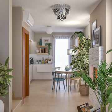 Unione armoniosa di cucina e soggiorno - Progetto in corso