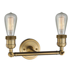 Bare Bulb 2-Light Bath Fixture, Brushed Brass