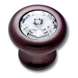 Old World Bronze Finish 31% Leaded Crystal 30mm Half-Diamond Cut Knob - Products