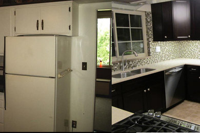 Small trendy u-shaped eat-in kitchen photo in Other