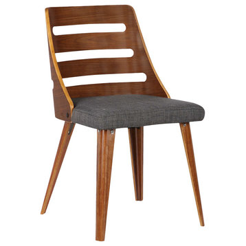 Soles Dining Chair, Walnut Wood and Charcoal Fabric