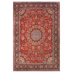Bareens Designer Rugs - Vintage Antique Persian Corcoran Wool Rug - Create a new dimension of style in your space with this breath-taking antique hand knotted Persian rug. Made in Iran, this gorgeous hand-knotted rug features all vegetable dyes and 100% wool, adding luxurious texture and appearance. This gorgeous antique rug features an intricate design with a unique detailed border. Featuring an awe-inspiring color pallet and an intricate design handmade by skilled artisans is a great addition to any decor. Bring luxury and extravagance to your living space with this luxurious rug.