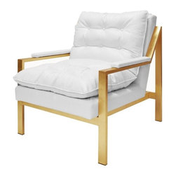 worlds away - Worlds Away Cameron Armchair, Gold or silver leaf and white ostrich - Armchairs And Accent Chairs