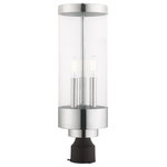 Livex Lighting - Livex Lighting 20728-05 Hillcrest - Three Light Outdoor Post Top Lantern - The three light outdoor post top lantern from theHillcrest Three Ligh Polished Chrome Clea *UL Approved: YES Energy Star Qualified: n/a ADA Certified: n/a  *Number of Lights: Lamp: 3-*Wattage:40w Candelabra Base bulb(s) *Bulb Included:No *Bulb Type:Candelabra Base *Finish Type:Polished Chrome