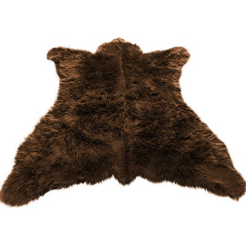 Designer Faux Fur, Bear Skin Rug, Realistic, Luxurious, Brown, 4'x5'