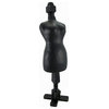 Old Fashioned Full Figured Black Wooden Dress Form 16 1/2 In.