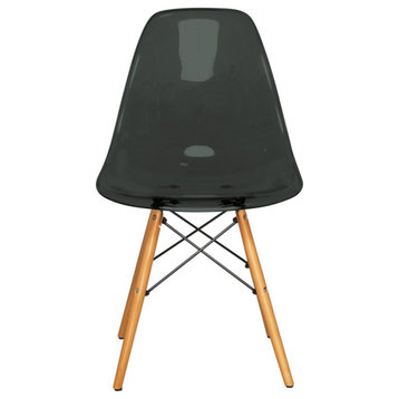 LeisureMod Dover Dining Side Chair With Wood Eiffel Base in Black