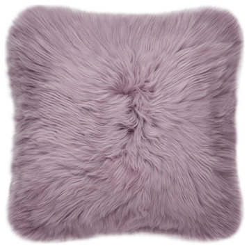 Eclectic Sheepskin Double-Sided Pillow, Purple Quail, 18"x18"