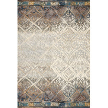 Mika In/out Area Rug by Loloi, Ivory / Mediterranean, 5'3"x7'8"