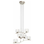 Kichler Lighting - Kichler Lighting 44347PNLED Lasus - 23" 34W 6 LED Small Chandelier - Offset Polished Nickel asymmetrical arms hold clear ribbed glass for a look that adds whimsy to modern style. The Lasus 6 light chandelier creates visual interest from any angle, giving the illusion of movement wherever you choose: dining areas, kitchens,  2375  40000 Hours  Canopy Included: Yes  Shade Included: Yes  Canopy Diameter: 8.00  Dimable: YesLasus 23" 34W 6 LED Small Chandelier Polished Nickel Clear Ribbed Glass *UL Approved: YES *Energy Star Qualified: n/a  *ADA Certified: n/a  *Number of Lights: Lamp: 6-*Wattage:34w LED bulb(s) *Bulb Included:Yes *Bulb Type:LED *Finish Type:Polished Nickel