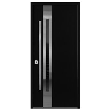 Inox S2 Black Modern Exterior Entry Steel Door by Nova, Right Hand in-Swing
