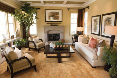 Example of a trendy living room design in Miami