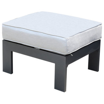Finley Ottoman With Cushion, Powdered Pewter