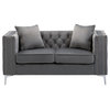 Lorreto Gray Velvet Fabric Sofa Loveseat Living Room Set