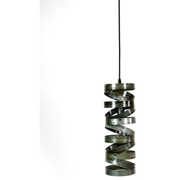 Wine Barrel Ring Pendant Light - Menara - Made from CA wine barrels, Black Pendant Cord