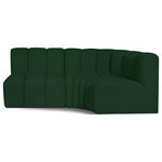 Meridian Furniture - Arc Boucle Fabric Upholstered 3-Pc. L-Shaped Modular Sectional, Green - Give your living room or den the perfect blend of style and versatility with this Arc boucle fabric curved modular Sectional. Part of the Arc modular furniture collection, this Sectional comes upholstered in rich green boucle fabric and features deep channel tufting that adds a touch of luxury while enhancing comfort and support. A seamless combination of form and function, this chair can be used with other Arc pieces to create a myriad of configurations in your well-curated room.
