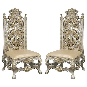 Set of 2 Side Chair, Champagne and Gold Finish