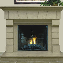 Cedra #303 Hand Carved Natural Stone Fireplace Mantel - Indoor Fireplaces