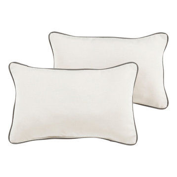 Fielding Sunbrella Outdoor Lumbar Pillows, Set of 2, Canvas and Charcoal