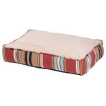 Paseo Road by HiEnd Accents - HiEnd Accents Calhoun Dog Bed - Every dog will be ready to turn in for the night on this attractive Calhoun bed. Containing bold red, turquoise, cream and chocolate stripes, this comfortable pet bed measures a generous 23" X 34" X 6". This pattern is easily paired with several of the other bedding sets in the lodge or western collections. All dog beds have a non-slip backing, polyester fill and soft plush sleep area. Easy care- removable, washable outer cover and water resistant inner filling liner.