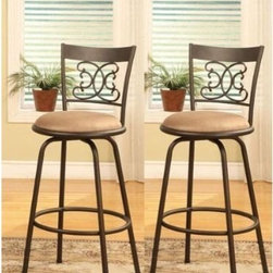 Bronze Finish Scroll Back Adjustable Metal Swivel Counter Height Bar Stools (Set - Bar Stools And Counter Stools