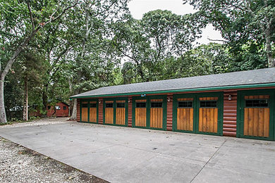 Rustic garage in New York with four or more cars.