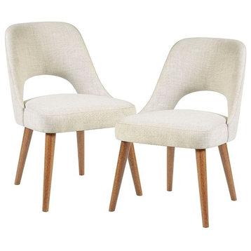 INK+IVY Nola Dining Chairs Modern Padded Chair, Cream/White Set of 2