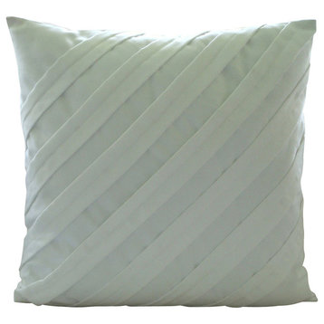 Contemporary White, White Faux Suede Fabric 16"x16" Pillow Covers Decorative