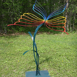 Butterfly on Reeds Sculpture - Garden Statues And Yard Art