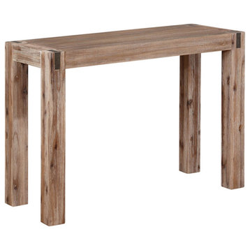Woodstock Acacia Wood, Metal Inset Media Console Table, Brushed Driftwood