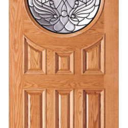 Front Mahogany 6 Panel Raised Moulding Circle Modern Single Door - Products
