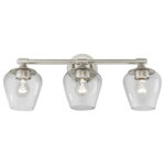 Livex Lighting - Willow 3 Light Brushed Nickel Vanity Sconce - This three light vanity sconce from the willow collection has understated elegance. It features minimal details, clear curved glass with a brushed nickel finish and can fit into any decor.