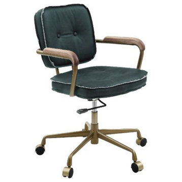 Office Chair, Emerald Green Leather