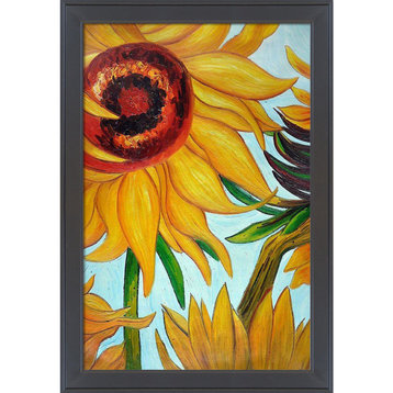 La Pastiche Sunflowers (detail) with Gallery Black, 28" x 40"