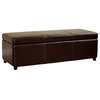 Baxton Studio Dark Brown Full Leather Storage Bench Ottoman With Stitching