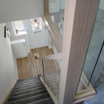 Grey Stained Oak and Glass Staircase
