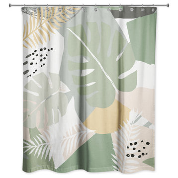Abstract Tropical Leaves 3 71x74 Shower Curtain