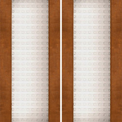 2-1/4" Thick Contemporary Mahogany Double Doors Casting Glass - Front Doors