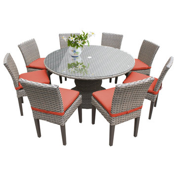 Oasis 60" Outdoor Patio Dining Table with 8 Armless Chairs