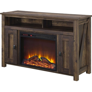 Durable TV Stand in Medium Brown Wood