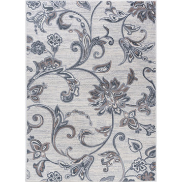 Garland Transitional Floral Cream Rectangle Area Rug, 7.6'x10'