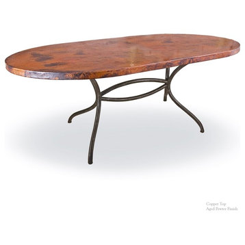 Italia Oval Dining Table With 44"x72" Soft Oval Copper Top