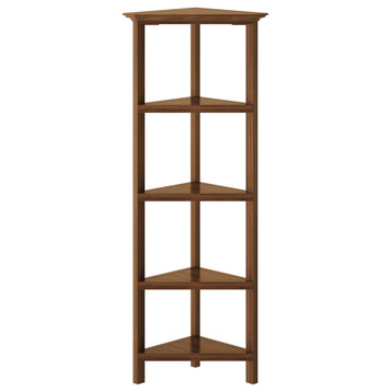 Newridge 4-Tier Corner Wooden Bookcase Walnut