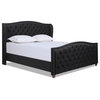 Marcella Upholstered Tufted Shelter Wingback Panel Bed, Jet Black Polyester, King