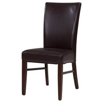 New Pacific Direct Milton 19.5" Bonded Leather Dining Chair in Brown (Set of 2)
