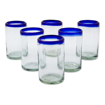 Handmade Cobalt Classics  Blown glass juice glasses (set of 6) - Mexico