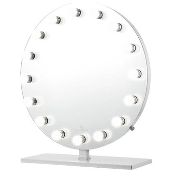 Monarch Plus Vanity Mirror, Silver, Led Globe Bulbs