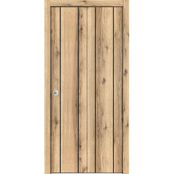 Bi-fold Doors 60 x 80 | Planum 0017 Oak with  | Sturdy Tracks